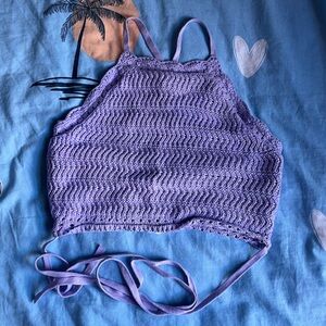 Hollister Lavender Crochet Bikini Top